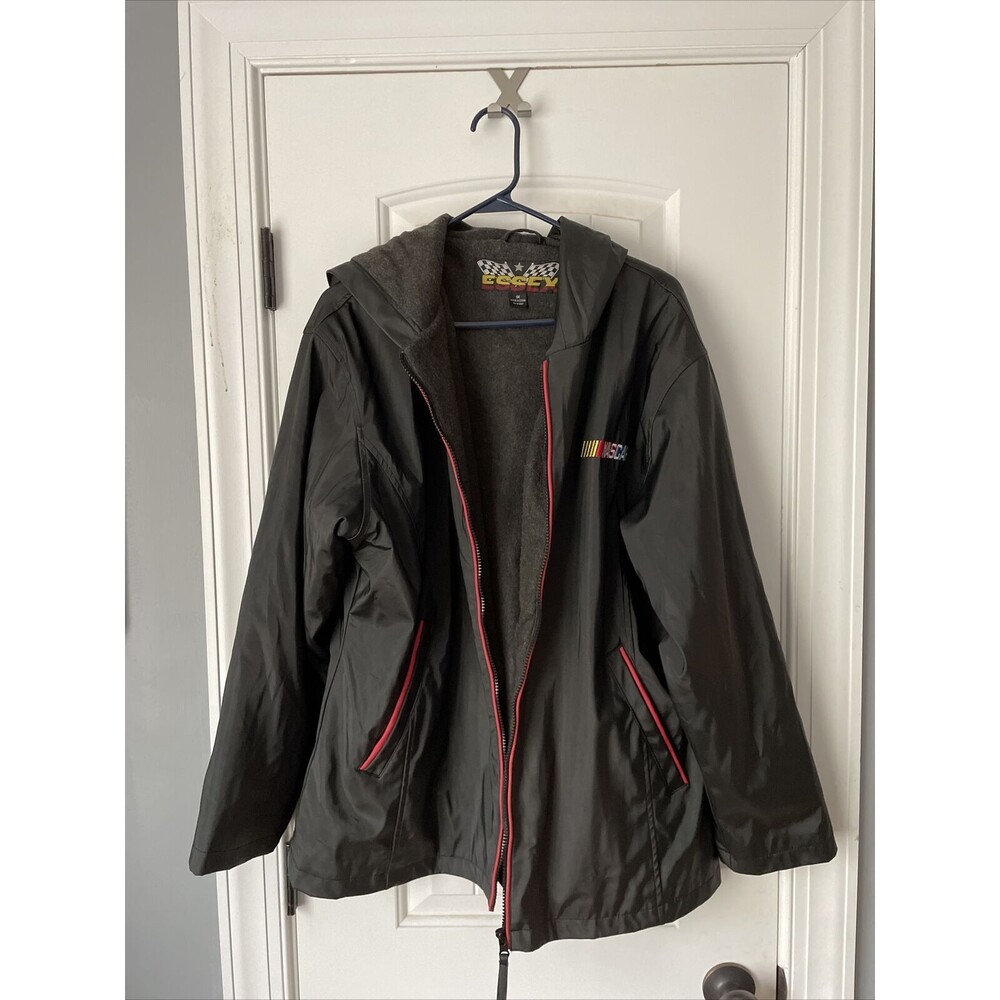 Vintage Essex NASCAR Racing‎ Jacket Mens XL Black Lined Rain Coat